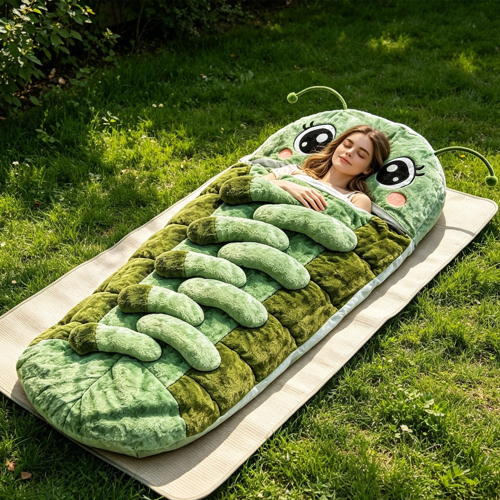 Hugging Caterpillar Schlafsack für Erwachsene, Plüsch Cocoon Lounge Pod mit verstellbarer Zugschnur