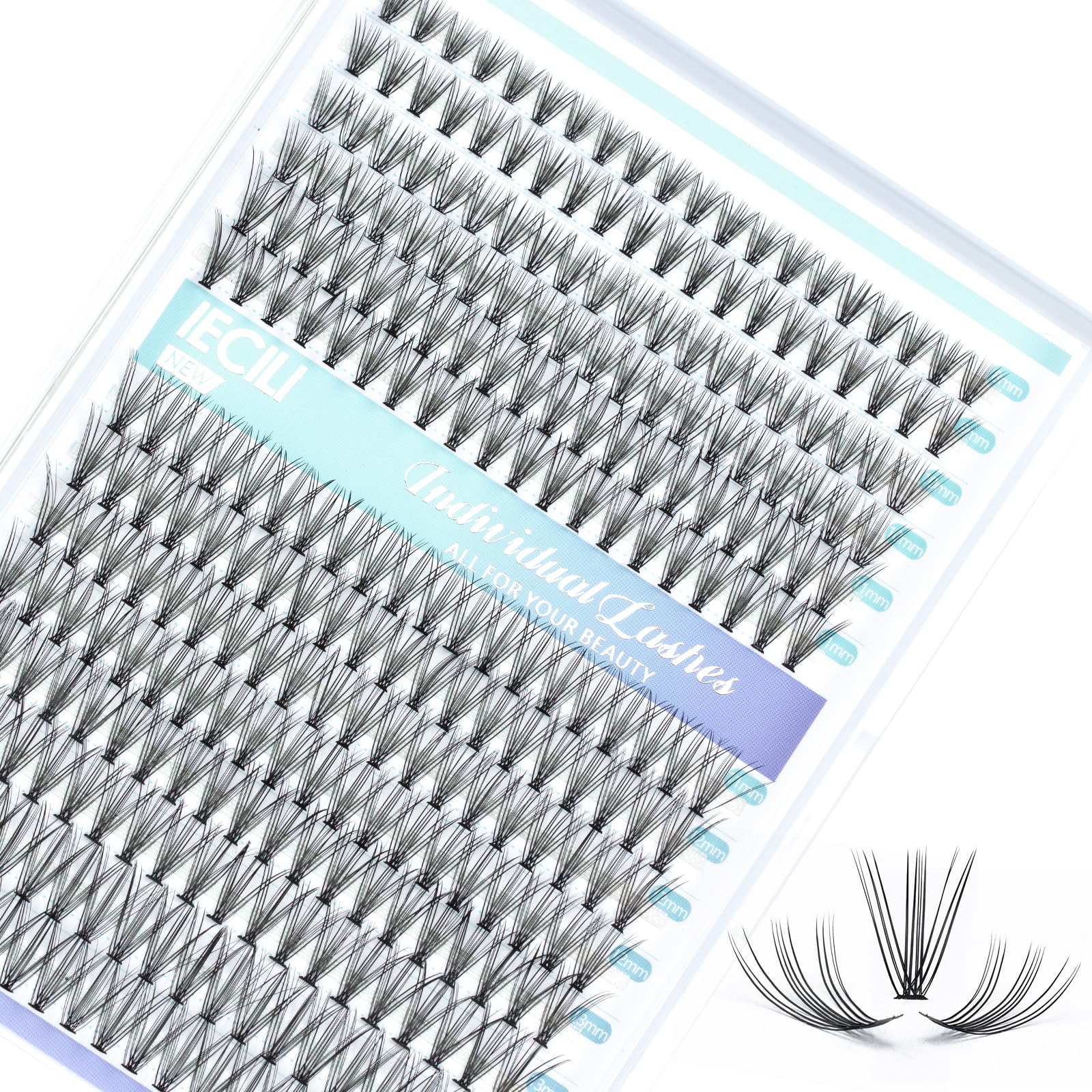 IECILI Lash Clusters Individual Lashes - 280pcs 20D Cluster lashes for DIY Lash Extensions -Super Thin & Soft Eyelashes 8-14mm C Curl Cluster Eyelash