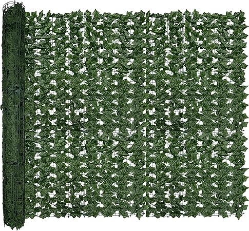 Artificial Ivy Privacy Fence Roll Screen,128" by 72" (64 SQFT) UV-Anti Faux Hedge Fence and Fake Ivy Vine Leaf Wall Panels for Indoor&Outdoor Green Backdrop, Garden Greenery Decor