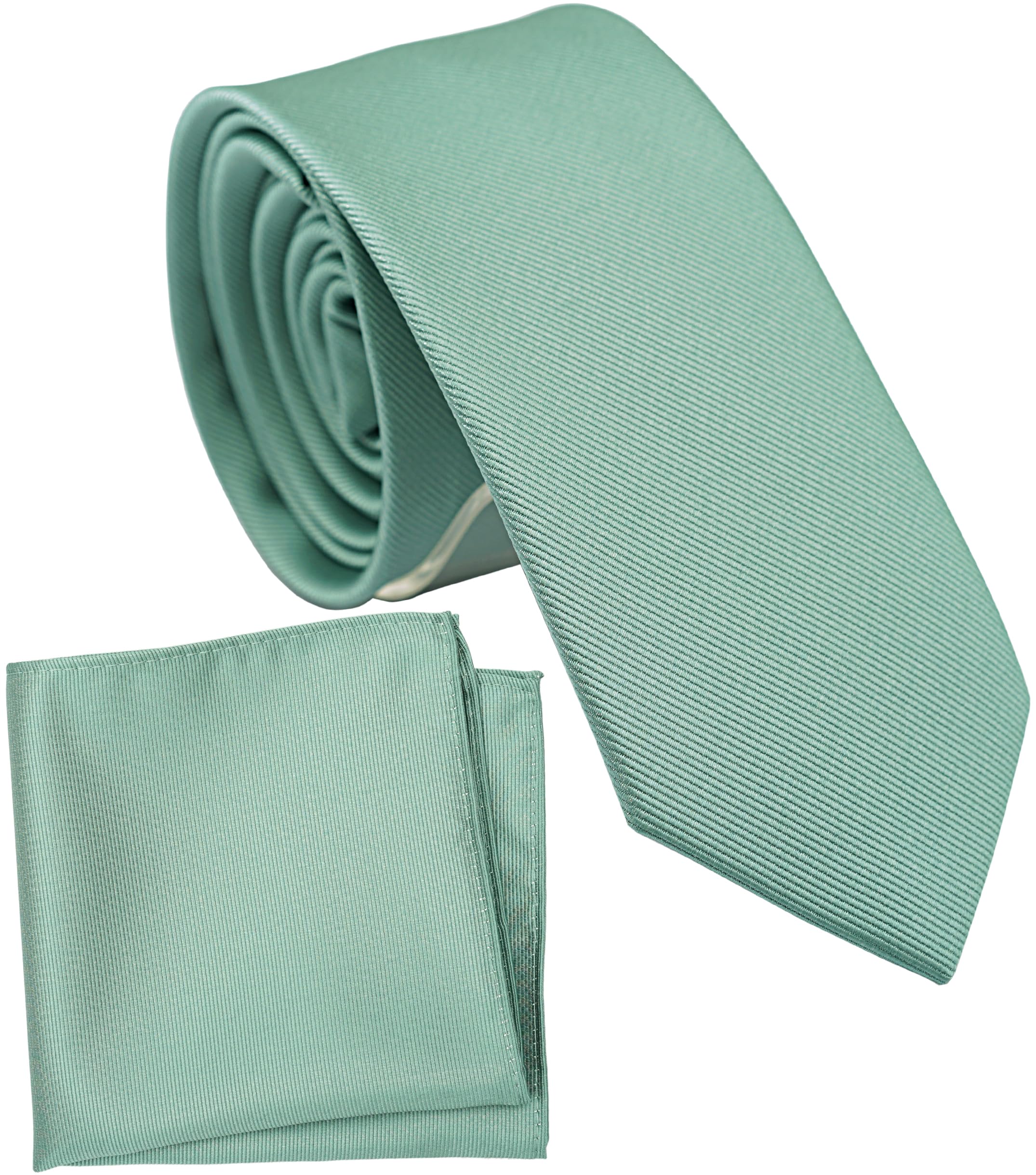 Boy's Solid Tie with Pocket Square Set, Regular Necktie for Children and Kids, Self-Tied