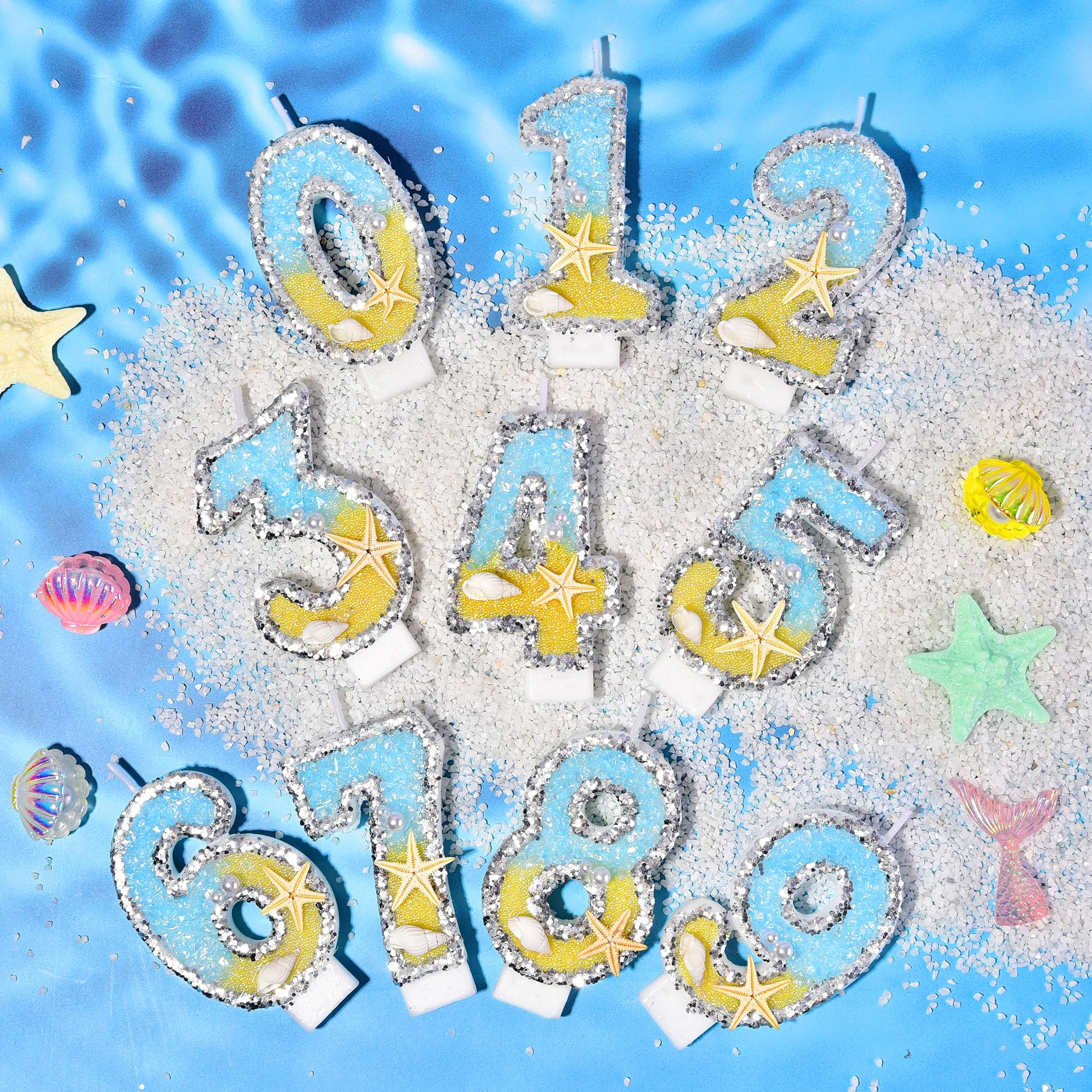 PHD CAKE Bougies d'anniversaire de plage numéro 1 de 7,9 cm, bougies d'anniversaire sur le thème de la plage, bougies de fête