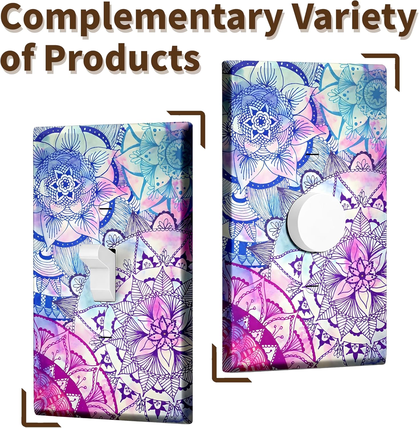 Funny lotus Mandala pastel Single Toggle Light Switch Plate Cover 1 Gang Decorative Outlet Plate Electrical Wall Plate Covers for Kitchen Bedroom Bathroom Decor 4.5" X 2.75"