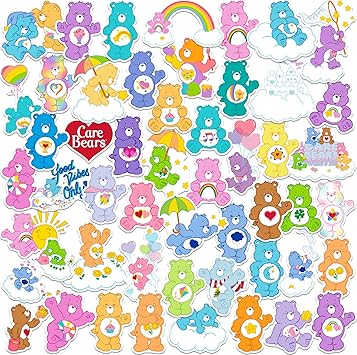 Care Bears Classic 50ct Vinyl Large Deluxe Stickers Variety Pack - Laptop, Water Bottle, Scrapbooking, Tablet, Indoor/Outdoor
