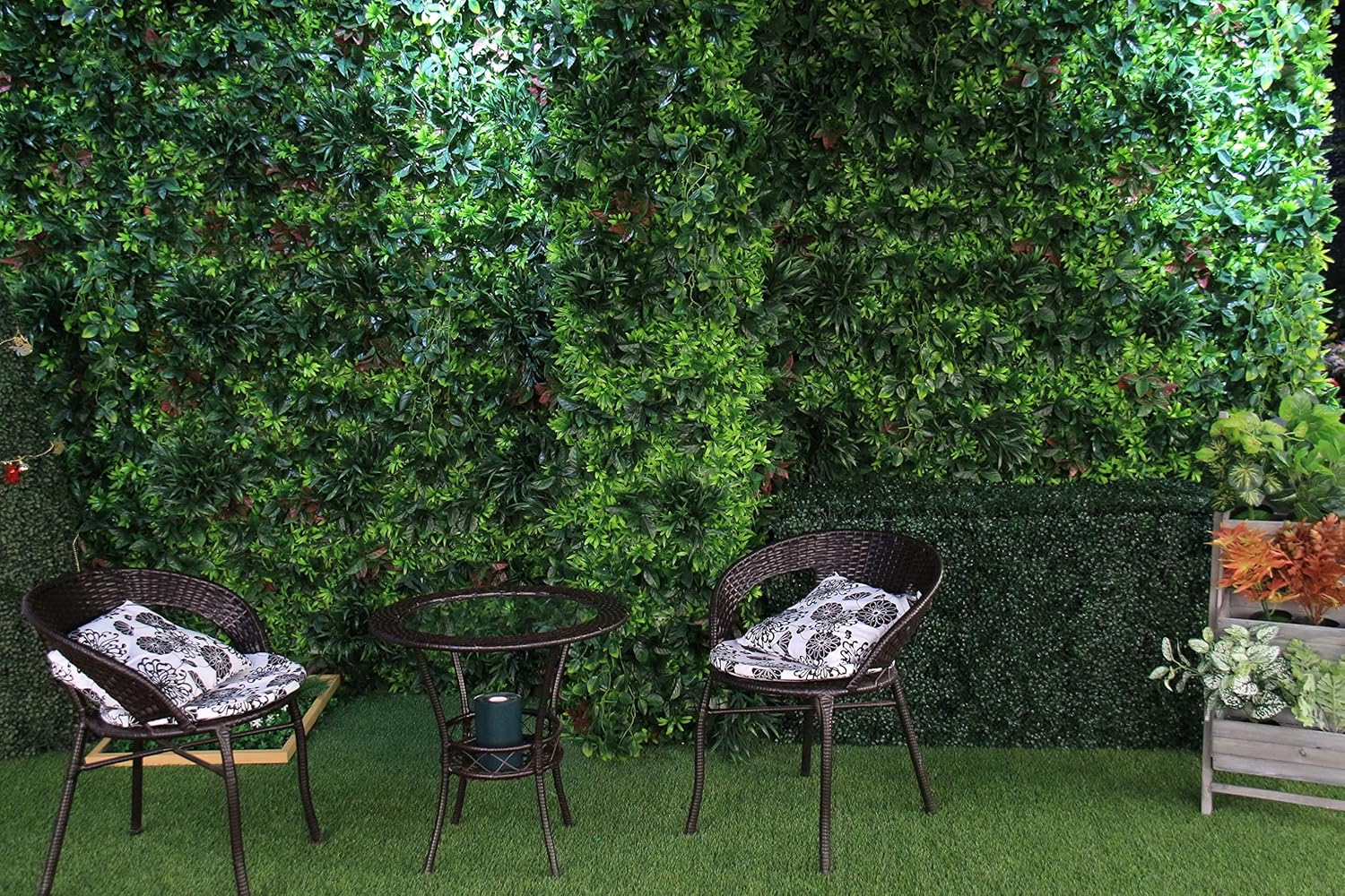 ULAND Artificial Plant Wall Panels, 1pc 40"x40" Greenery Grass Wall Backdrop Decoration, Faux Ivy Leaves Outdoor Privacy Fence Covering