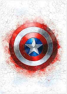 Captain America Graffiti Shield Logo, Avengers Endgame Movie Art Print, Marvel Superhero Posters from Endgame, Infinity War - Cotton Paper