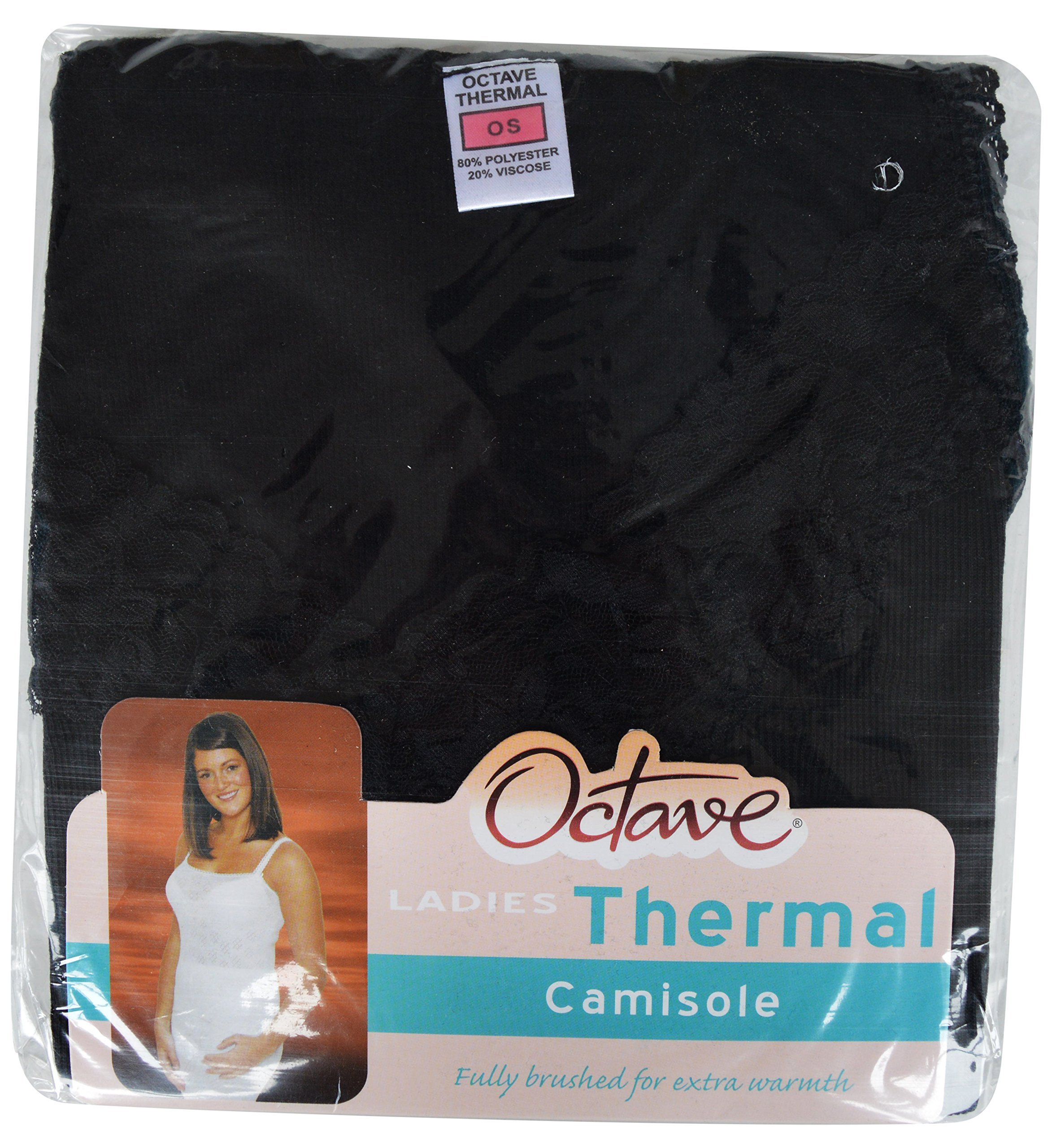 Octave Ladies/Womens Thermal Underwear Sleeveless Camisole Vest/T-Shirt/Top (XXOS: Bust 46-48 inches, Black)
