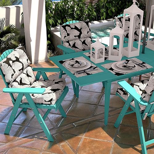 Miniatura 8 de LVTXIII Cojín de asiento y respaldo para exteriores, cojín de respaldo alto copetudo para patio, cojín de repuesto para silla mecedora con lazos (44