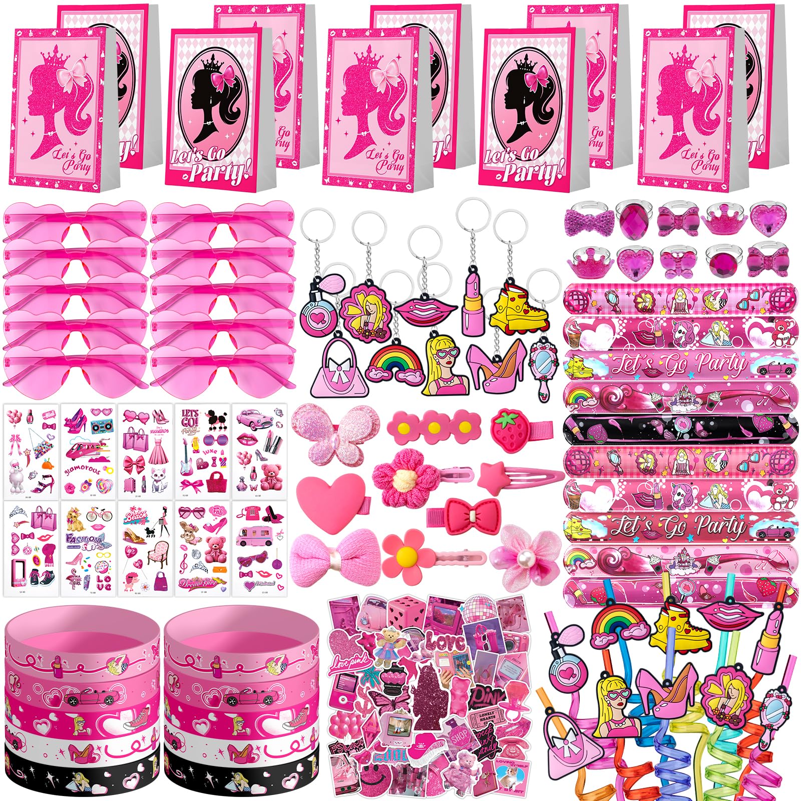View 1 of 120PCS Pink Princess Party Favors for Girls, Birthday Goodie Bag Stuffers