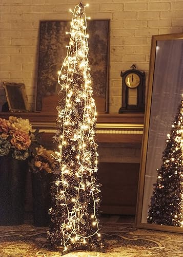 Miniatura 8 de Árbol de Navidad artificial con 100 luces LED, delgado, plegable, para fiestas, carnaval, decoración de Navidad