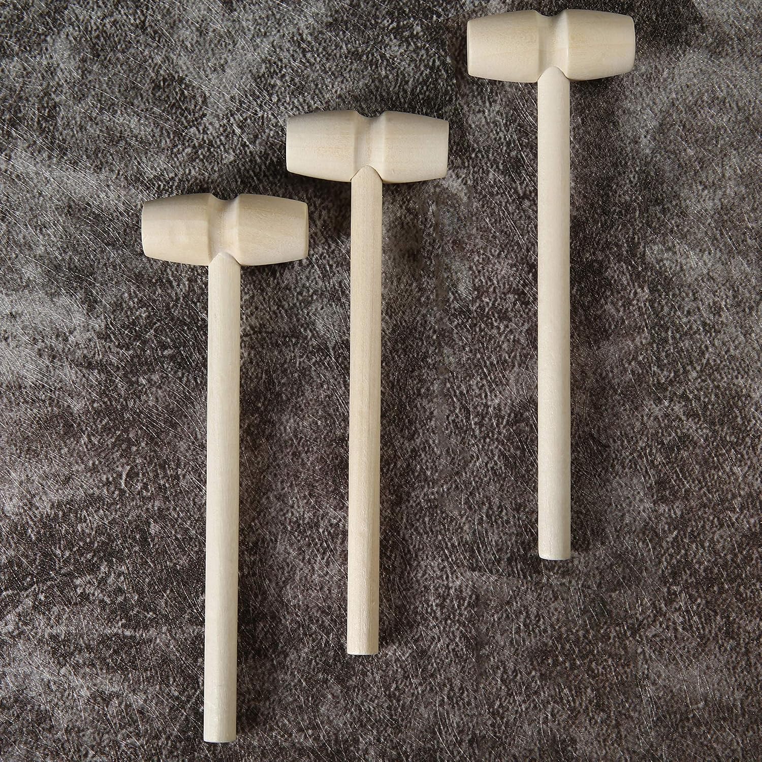 50 Pcs Mini Wooden Hammers for Breakable Chocolate Bulk, Natural Wood Toy Mallets for Kids