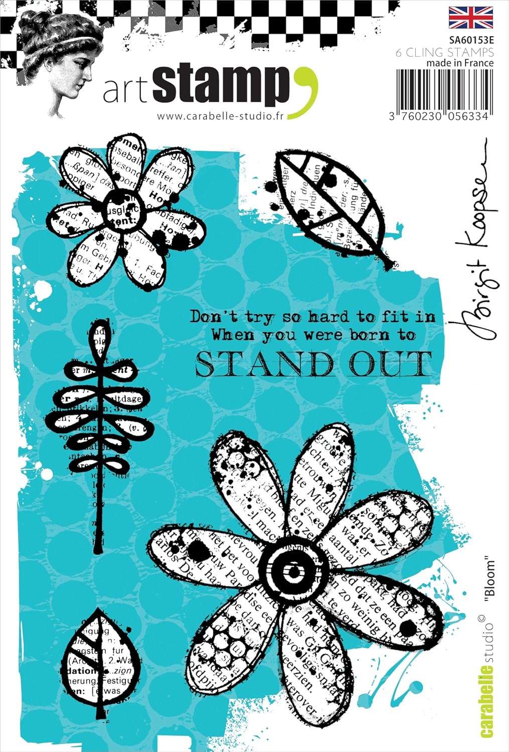 Carabelle Studio A6 Cling Stamp-Bloom by Birgit Koopsen (English), Rubber, White/Transparent