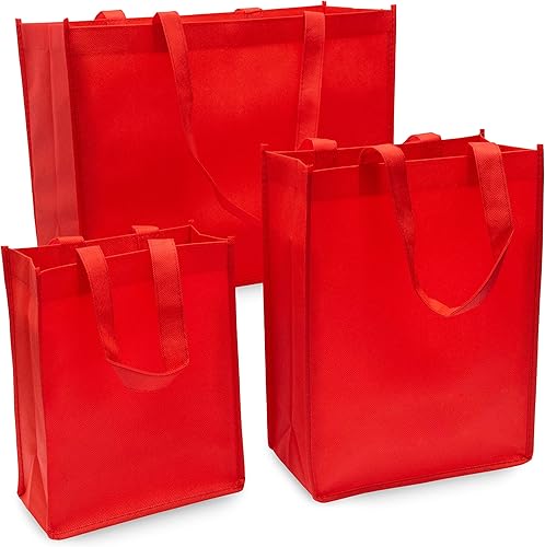 ZENPAC Bolsas de regalo reutilizables color rojo cosido Variado