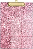 Vista 7 de Piasoenc Portapapeles de Acrílico, Tablero con Clip de Purpurina Elegante con Clip Dorado de Perfil Bajo, Diseñado para Uso en Aula, Escuela y Rosa
