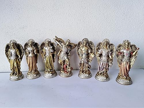 Kit juego paquete de 7 siete arcángeles 10 cm figuras esculturas