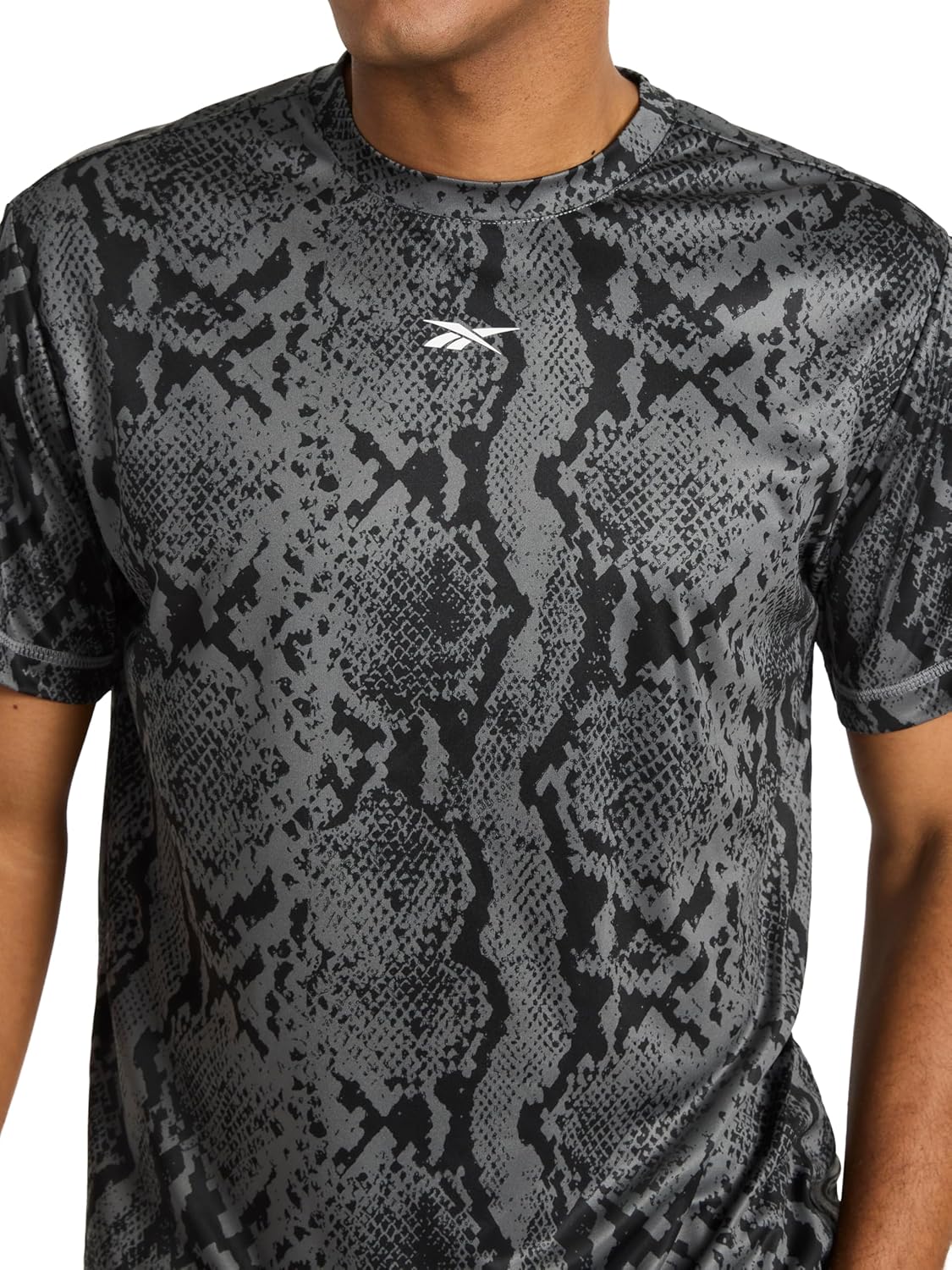 Reebok Mens Small Logo Short Sleeve Crewneck T-Shirt, Standard Fit, Breathable Lightweight Stretch Knit Fabric - Image 4