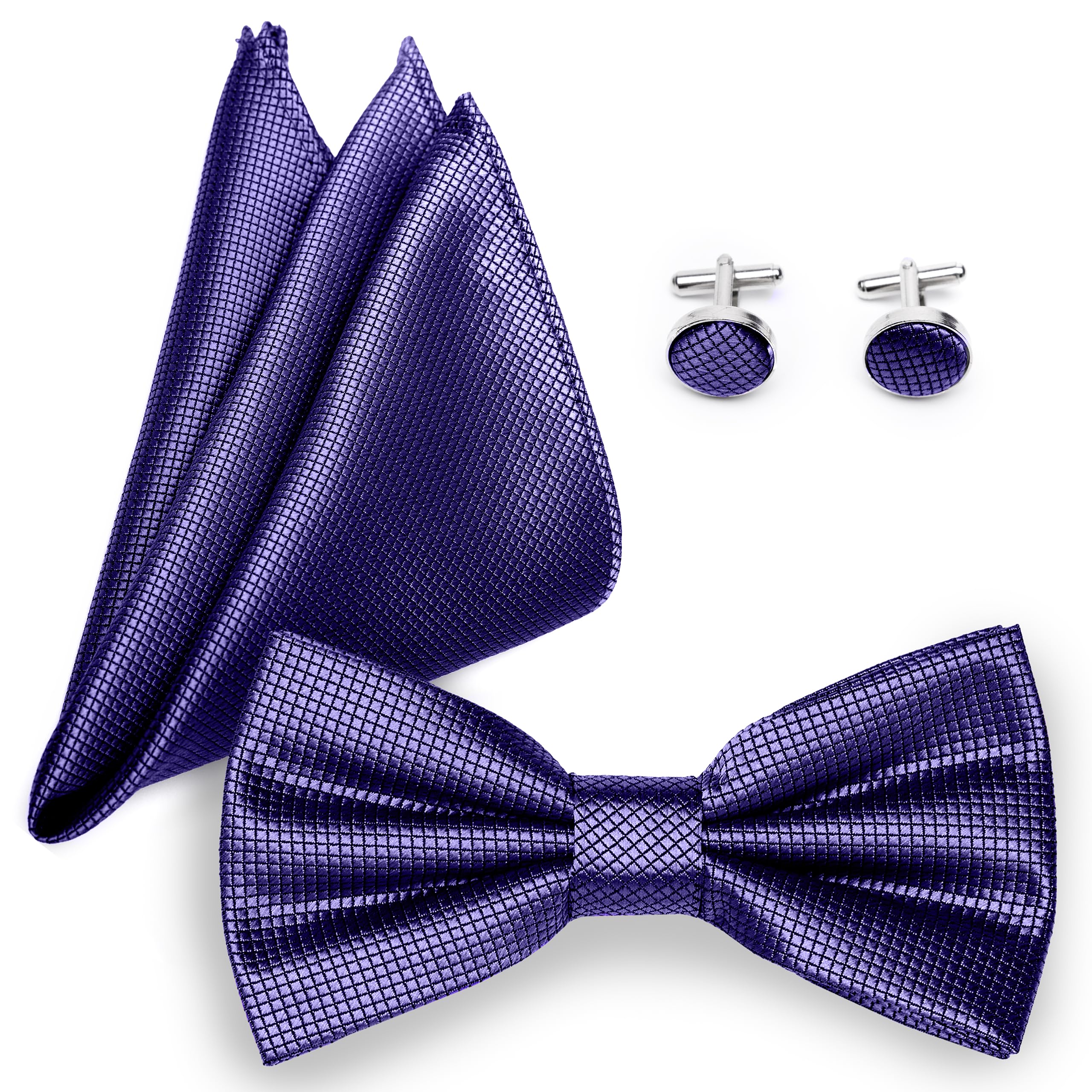 Ladeheid Fliege mit Einstecktuch Set Herren inkl. Manschettenknöpfe Größe 12cm x 6cm SETBHC
