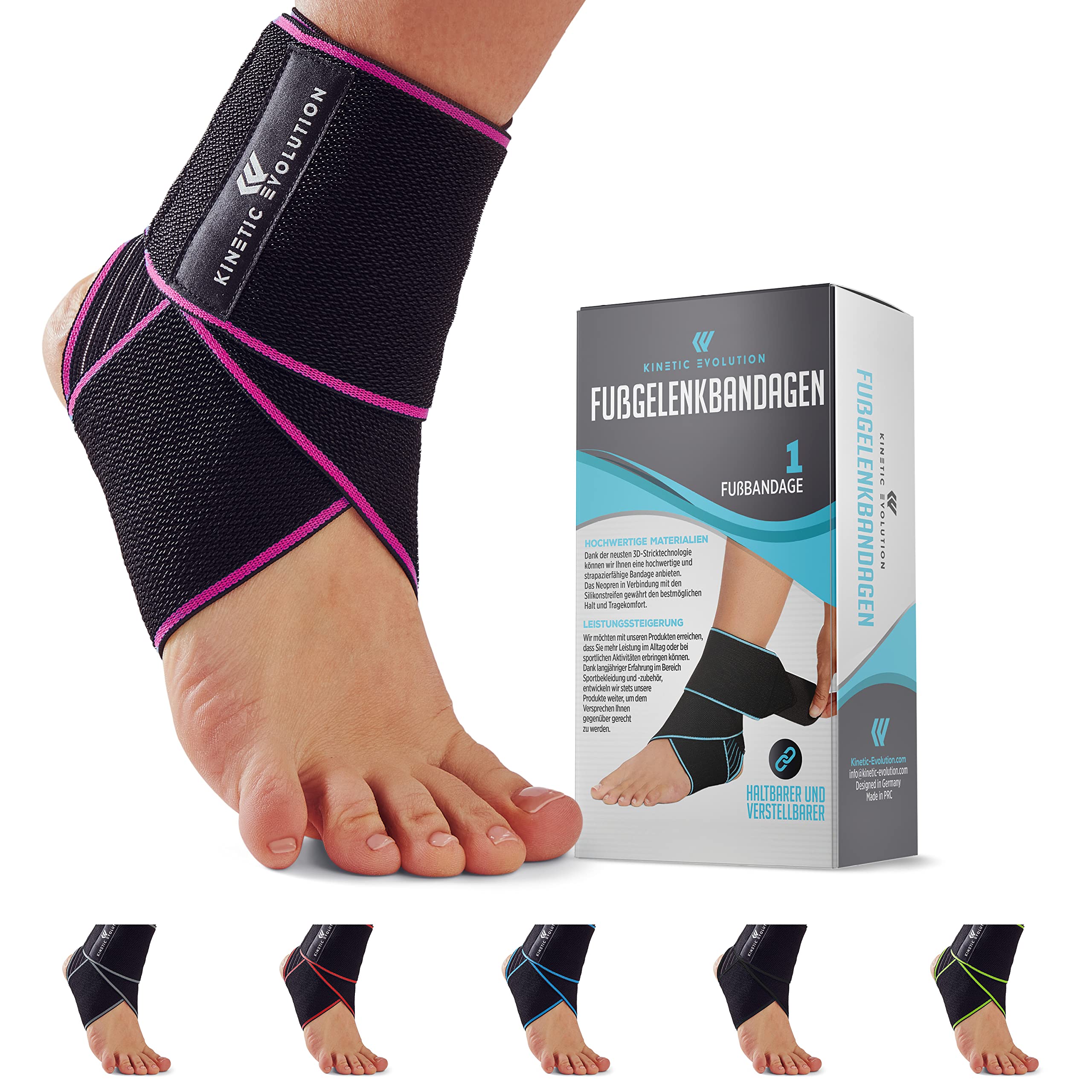 Tutore Per Caviglia Uomo E Donna Kinetic Evolution – Flessibile, Con Gel Antiscivolo, Per Sport (Blu, 1 Pezzo) - 4