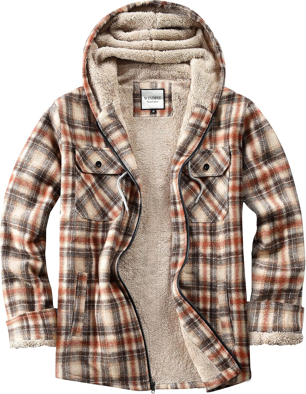 WINDFIT Women's Full Zip Fleece Flannel Jacket Plaid Sherpa Lined Jacket for Women