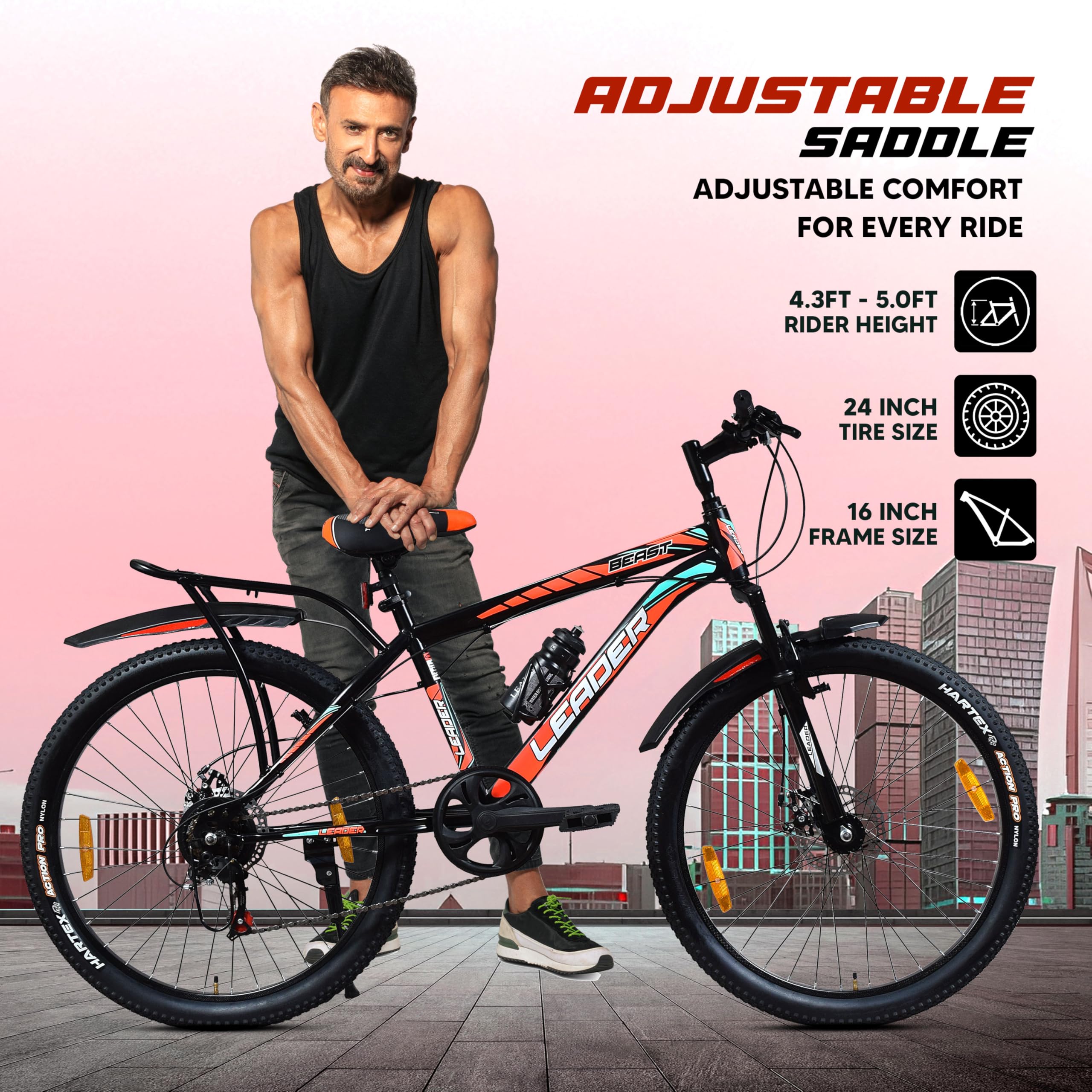 Leader Beast 24T Kids' Bike - 7 Speed, Disc Brakes -8