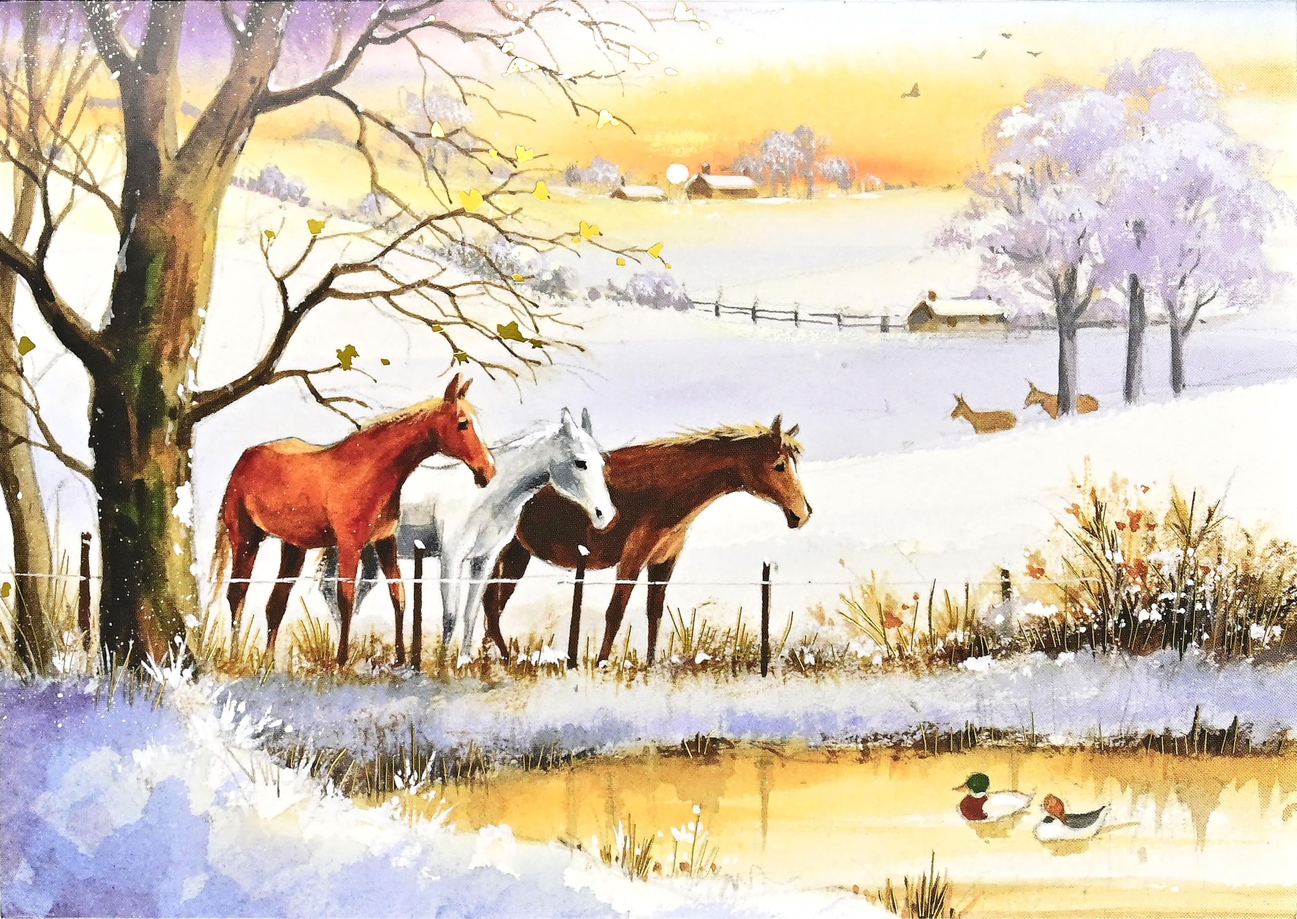 Horses in Winter Deluxe Boxed Holiday Cards (20 cards, 21 self-sealing envelopes)