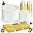 Gold Disposable Dinnerware Set for 100 Guests - 600PC BPA-Free Plastic Plates & Cutlery Kit with 100 Dinner Plates, Salad Plates, Forks, Knives, Spoons & Cups for Christmas, Catering (Heavy-Duty)