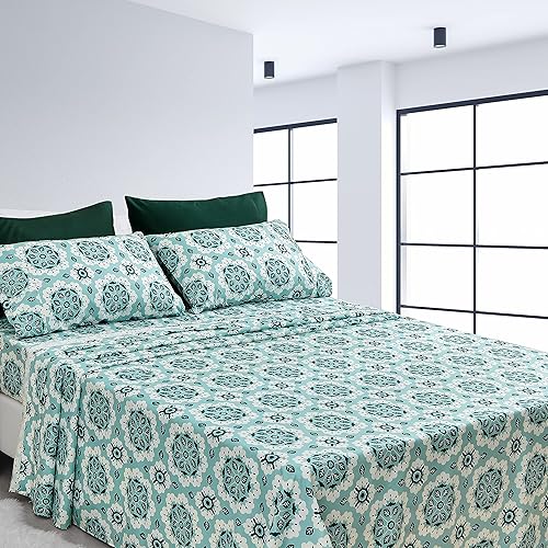 American Home Collection Juego de sábanas y fundas de almohada con estampado de 6 piezas de microfibra cepillada, sin arrugas, bolsillo profundo de