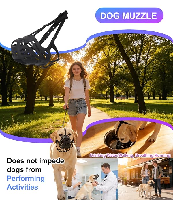 Dog Muzzle for Large Dogs, Silicone Basket Dog Muzzle for Large and Medium Dogs Breed Can Prevent Eating Chewing and Barking for Grooming Trimming Training(Black, XXL-8) by Eudemond - Image 7