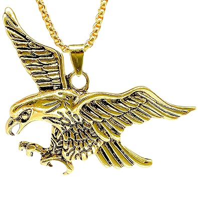 THE MEN THING Alloy Eagle Gold Pendant with Pure Stainless Steel 24inch Chain for Men, European trending Style - Round Box Chain & Pendant for Men & Boys