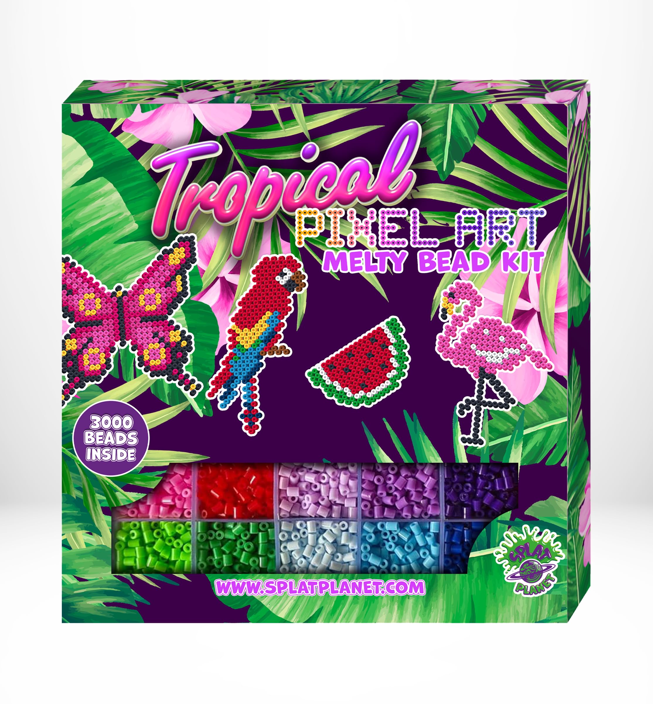 Splat Planet Tropical Design Pixel Art Melty Bead kit Fuse Beads for Kids Craft Art kit (Tropical)