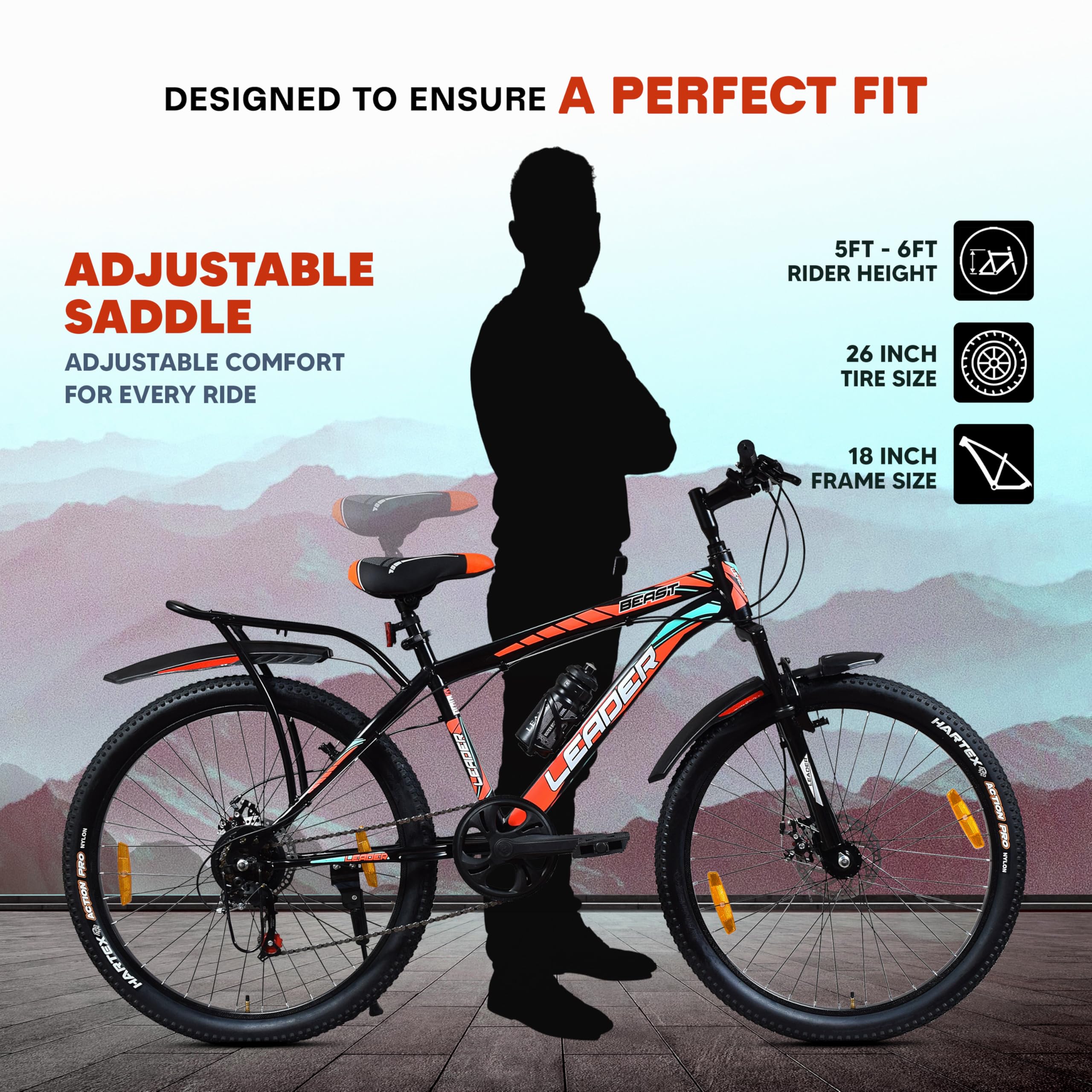Leader Beast 26T Mountain Bike - 7 Speed, Suspension -9