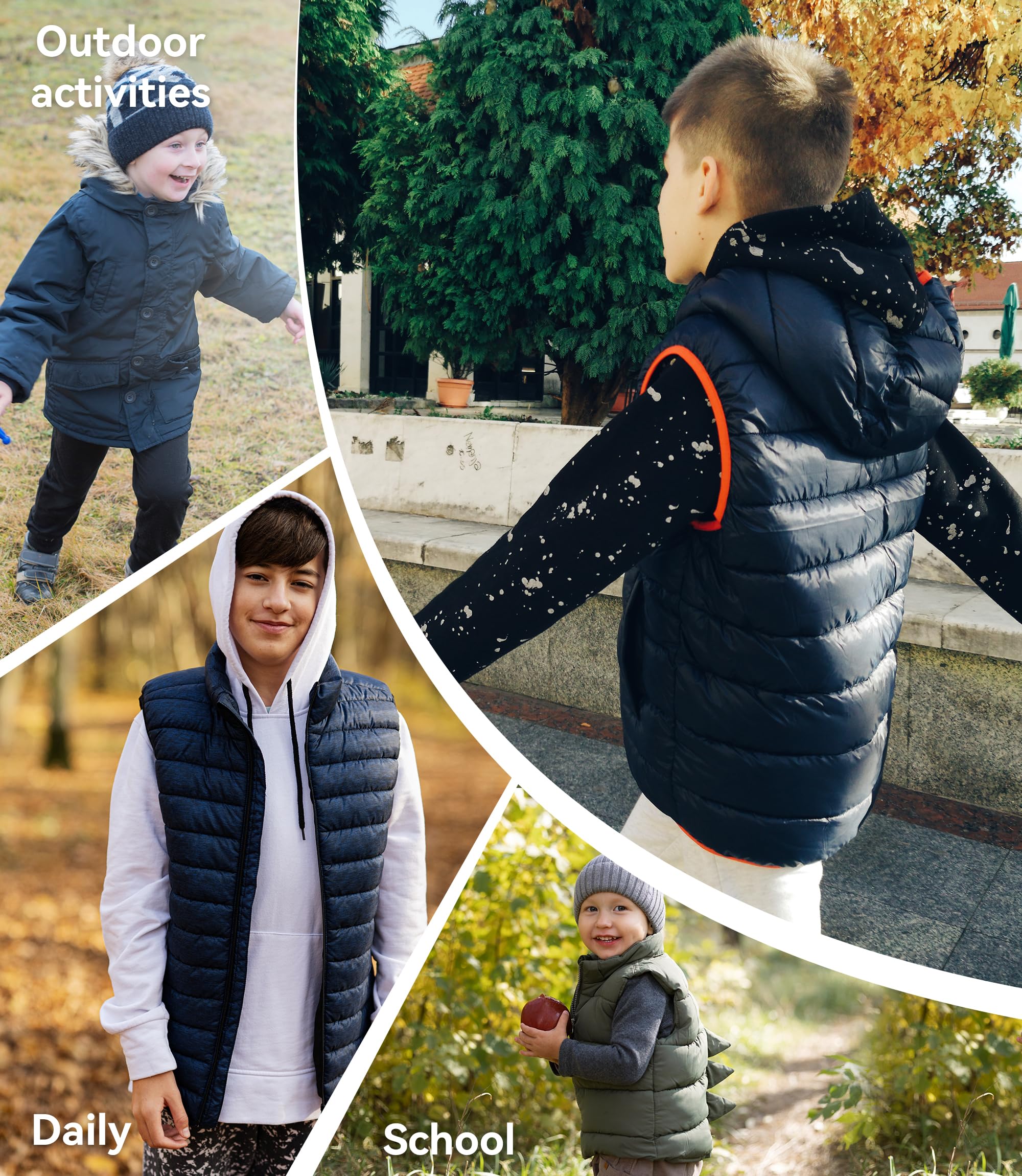 Enfant Gilet à Capuche Hiver Garçon Fille Veste sans Manche Gilet Matelassé