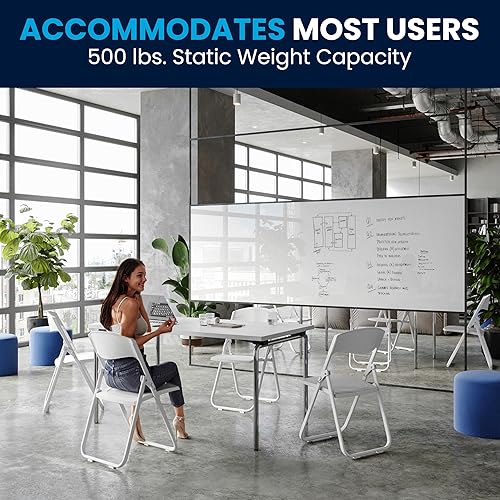 Miniatura 11 de Flash Furniture HERCULES Series - Silla plegable de plástico blanco resistente de 500 libras con soportes integrados