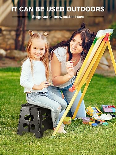 Miniatura 125 de Dyforce Taburete plegable de 9 pulgadas, taburete para niños, taburetes resistentes para adultos, taburetes de pie compactos, taburetes ligeros para