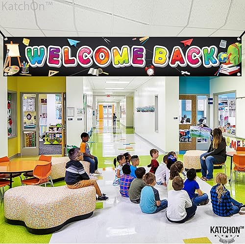 Miniatura 2 de KatchOn, Cartel de bienvenida de regreso a la escuela, Xtralarge, 120 x 20 pulgadas, letrero de regreso a la escuela, decoración de aula, letrero