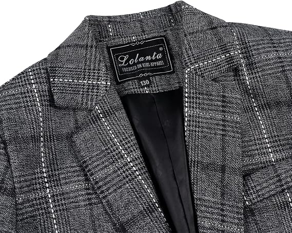 lontakids Boys Plaid Blazer Pants Set Casual Suit Classic 2 Piece Outfit
