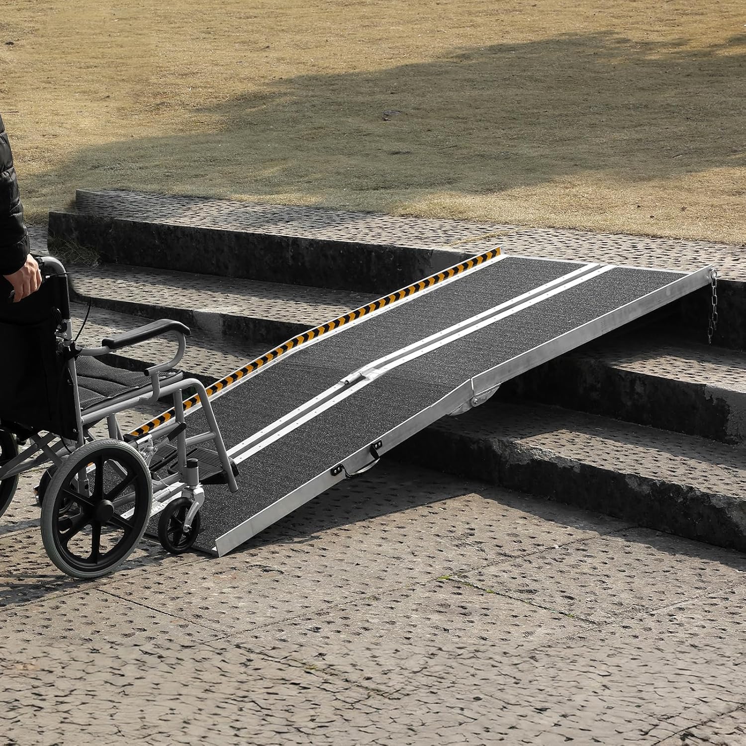 VEVOR Portable Wheelchair Ramp 7FT, Non-Slip Aluminum Folding Handicap Ramp, Door Threshold Ramps for Wheelchair for Home,Wheel Chair Ramp Steps, Cars, Scooter, Cart, Curbs, Stairs