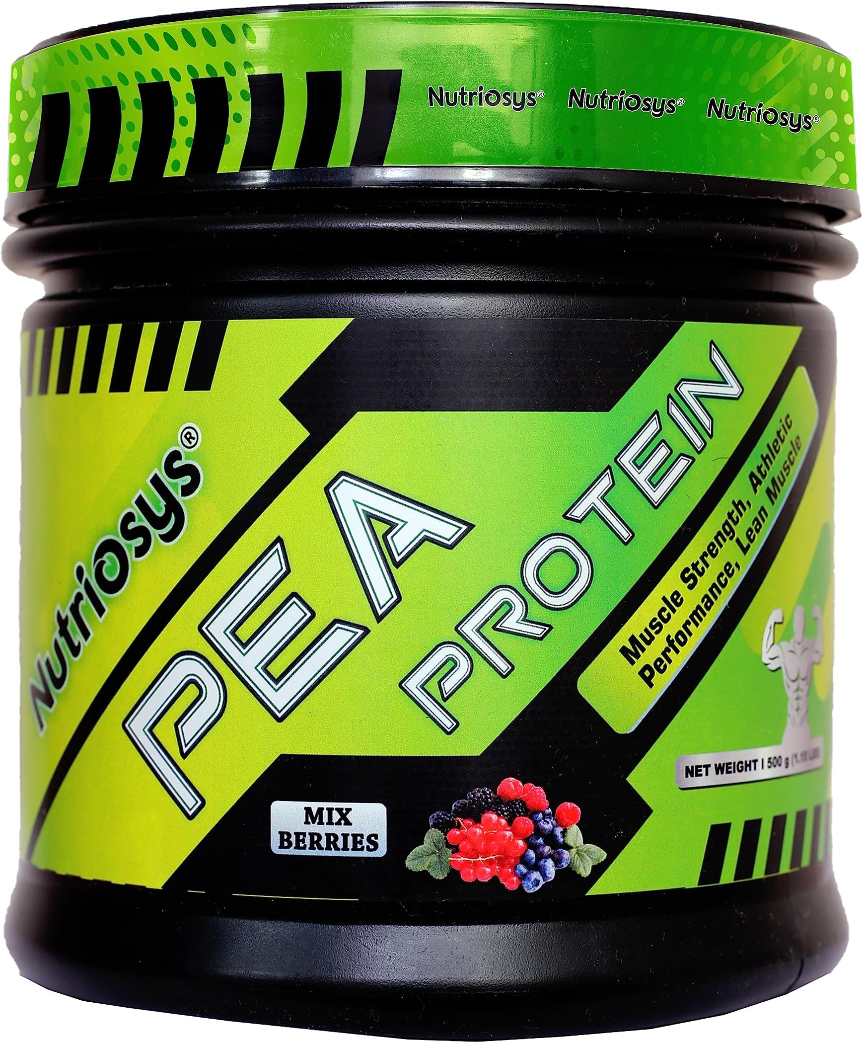 Nutriosys Plant Protein Powder Pea Protein Isolate 500Grams, Mix Berry Flavour, Easy To Digest - Vegan & Gluten-Free