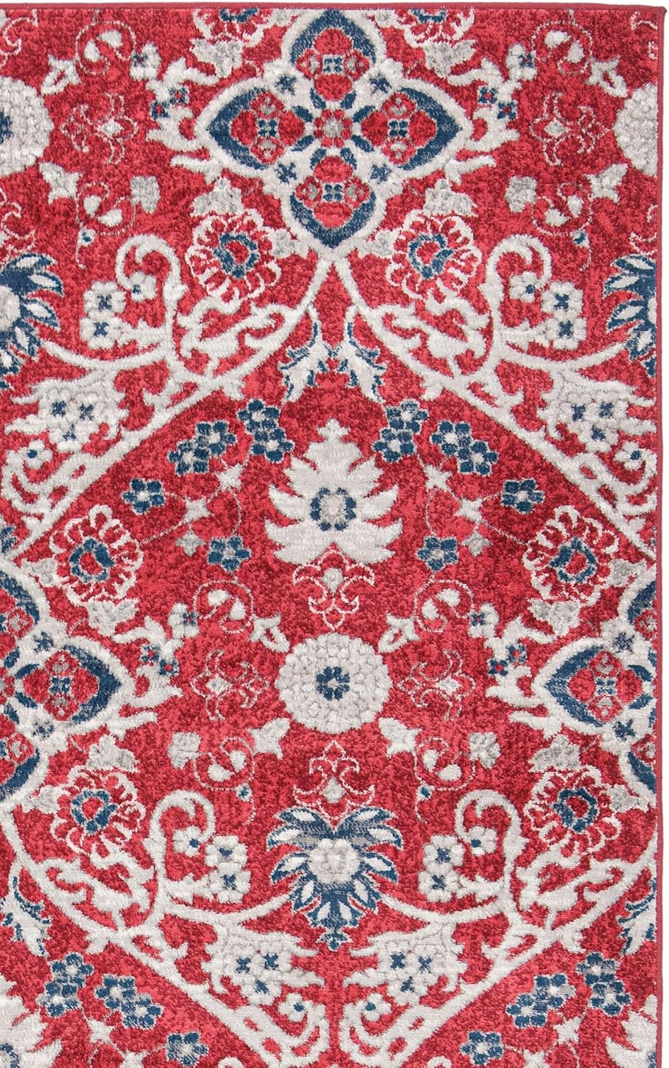 SAFAVIEH Area Rug 8x10 - Brentwood Collection - Large - Red & Ivory, Floral Distressed Design, Non-Shedding & Easy Cleaning, Ideal for Living Room, Bedroom, Office, Dining Space (BNT894R)