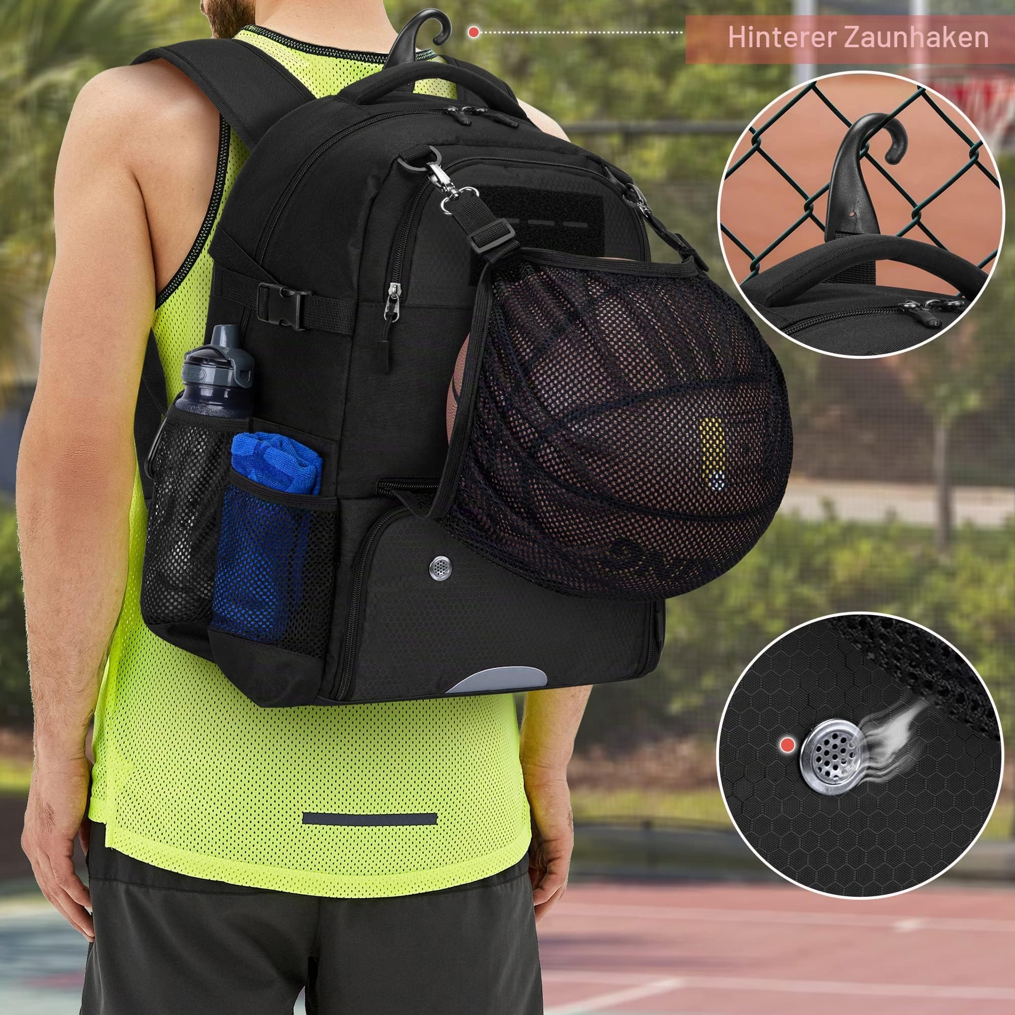 DSLEAF Basketball-Rucksack für Kinder, Basketballtasche mit separatem belüftetem Schuhfach für Basketball, Fußball, Volleyball und Fußball