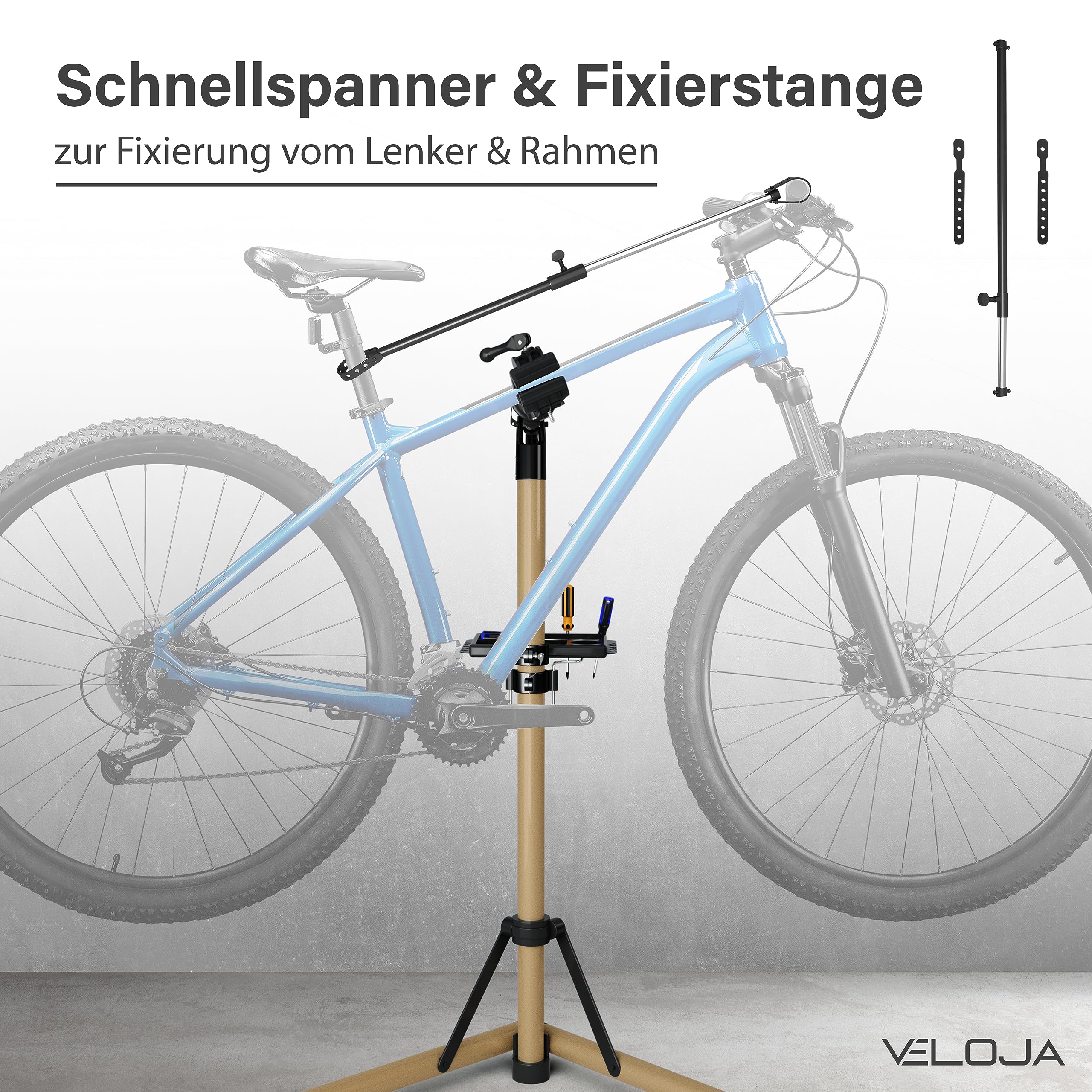 VELOJA® Montageständer für Fahrräder bis 50kg Profi Fahrrad Montageständer Ebike Fahrrad Reparaturständer Schwerlast Fahrradhalter E-Bike Fahrradständer Reparatur Fahrradmontageständer
