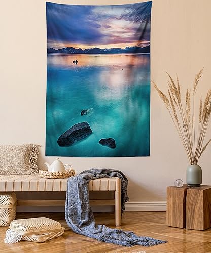 Miniatura 44 de Lunarable Tapiz amarillo y gris, tamaño individual, margaritas retro envejecidas, espirales de dibujo de líneas de margaritas bocetadas, plantas de