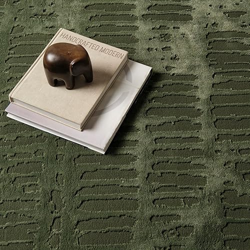 Miniatura 2 de Shell - Alfombra lavable a máquina para sala de estar o dormitorio, 8 x 10 pies, con certificación Oeko-TEX, pelo mediano, color verde