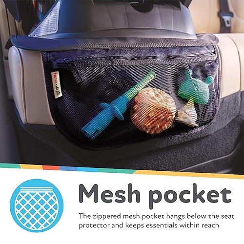 Miniatura 3 de Nuby Protector de asiento de coche seguro en el asiento, compatible con asientos de automóvil traseros y hacia adelante, bolsillo de aprendizaje