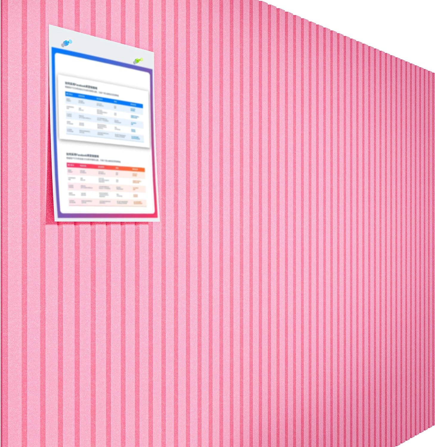 12Pcs 48" x 36" Large Cork Boards for Walls Alternative, 3rd Gen Felt Bulletin Board with Pins and Non-Marking Adhesives, Felt Wall Tiles for Office, Classroom, Living Room, Girls' Room, Pink