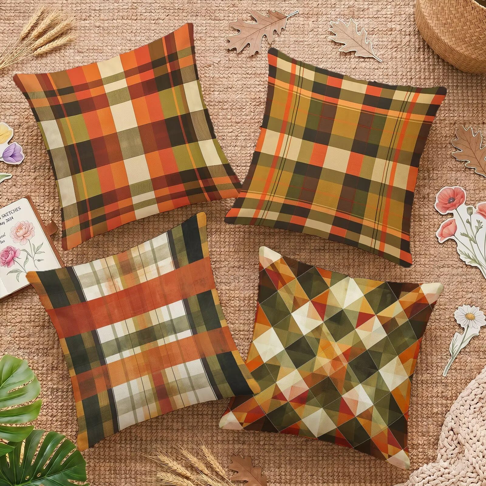 Housse de coussin 65x65 haut de gamme en lin tissé et traitement déperlant