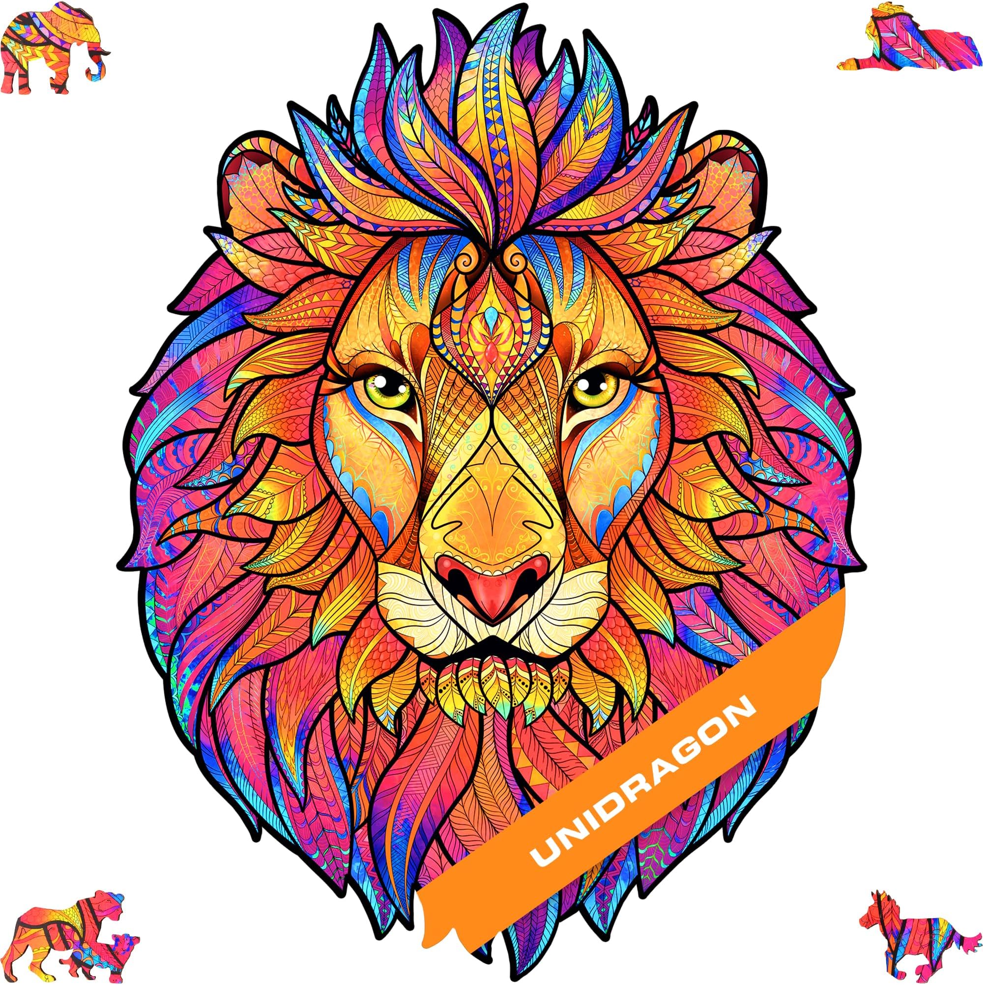Wooden Jigsaw Puzzles - Unique Shape Jigsaw Pieces Best Gift for Adults, Mysterious Lion 9.7 x 12.5 inches, 192 Pieces, Medium