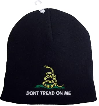 8" Dont Tread ON ME Black Embroidered Beanie HAT Cap Skull Gadsden Culpeper