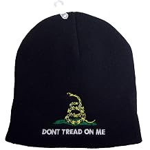 8" Don't Tread ON ME Black Embroidered Beanie HAT Cap Skull Gadsden Culpeper