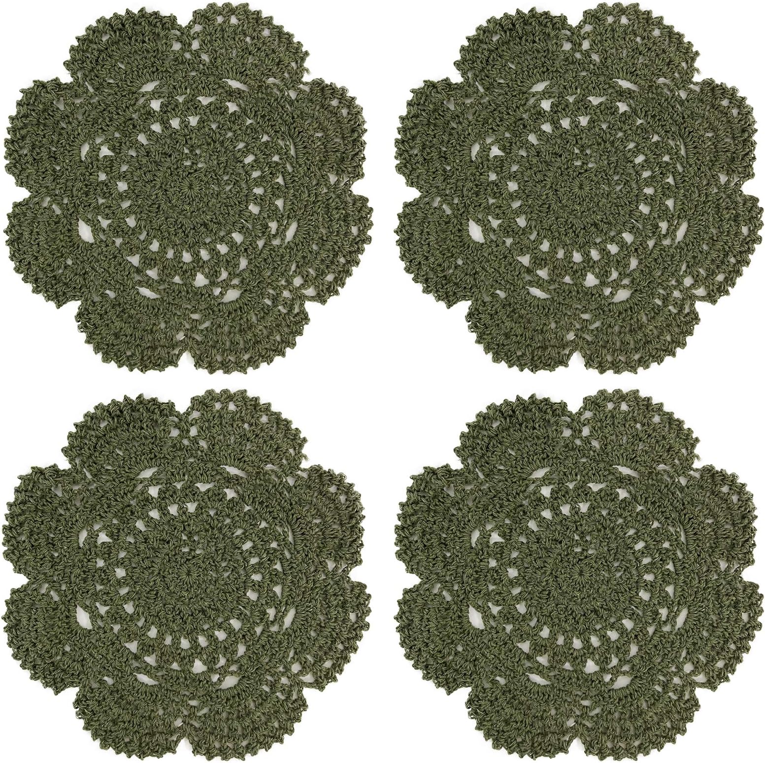 Embroidered Cut Work White Daisy on Ivory Doily, Placemat