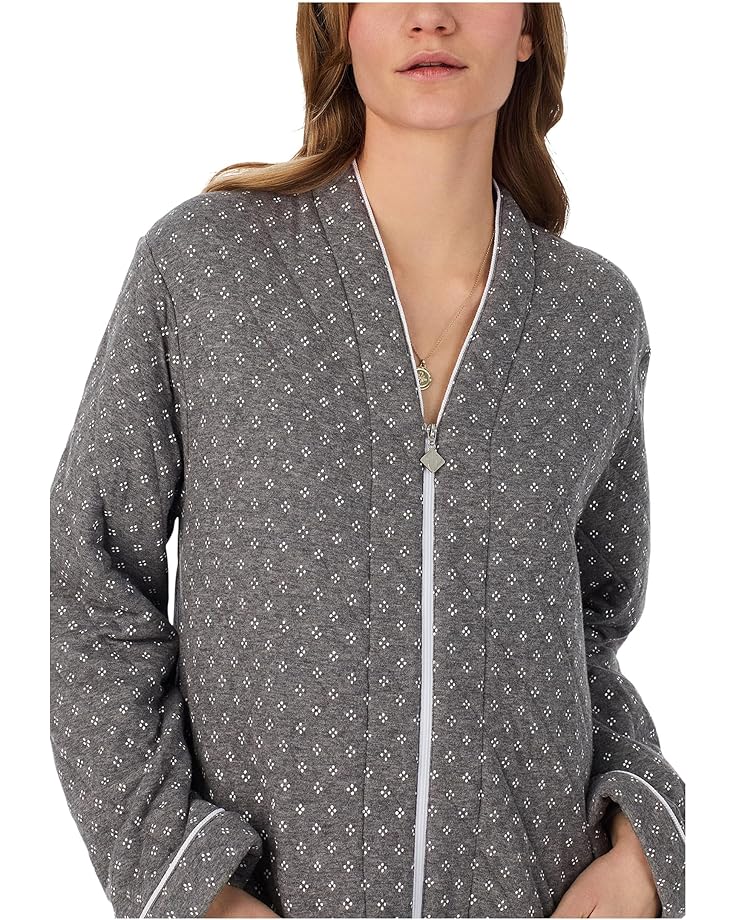 Eileen West Cotton Knit Long Sleeve Diamond Quilt Zip Robe - #4 of 4